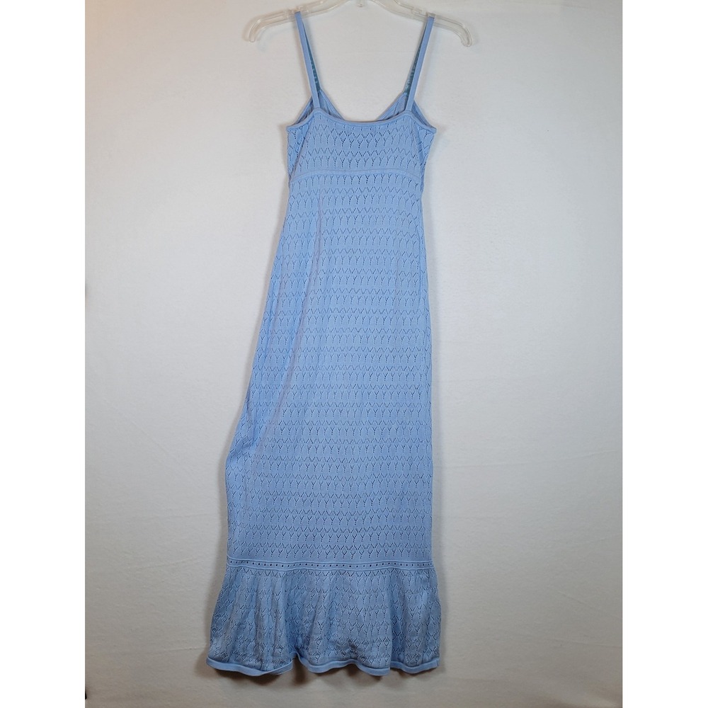 Derek Lam Collective Womens Crochet Open Knit Button Midi Dress Size XS Blue - Picture 10 of 11